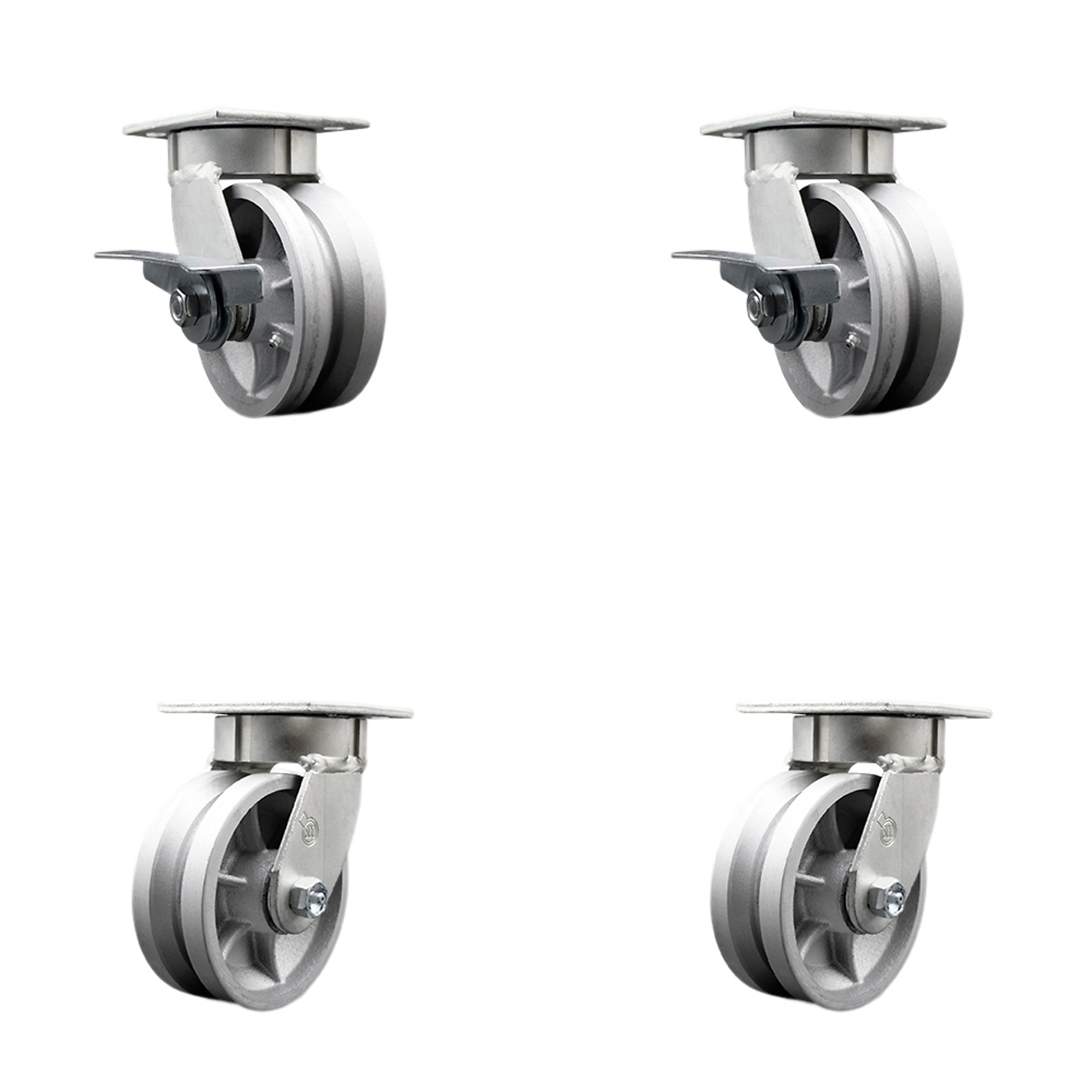 Service Caster, 5in. x 2in. Plate Casters, Wheel Diameter 5 in, Caster Type Swivel, Package (qty.) 4, Model# SCC-KP30S520-VGR-SLB-BSL-2-BSL-2